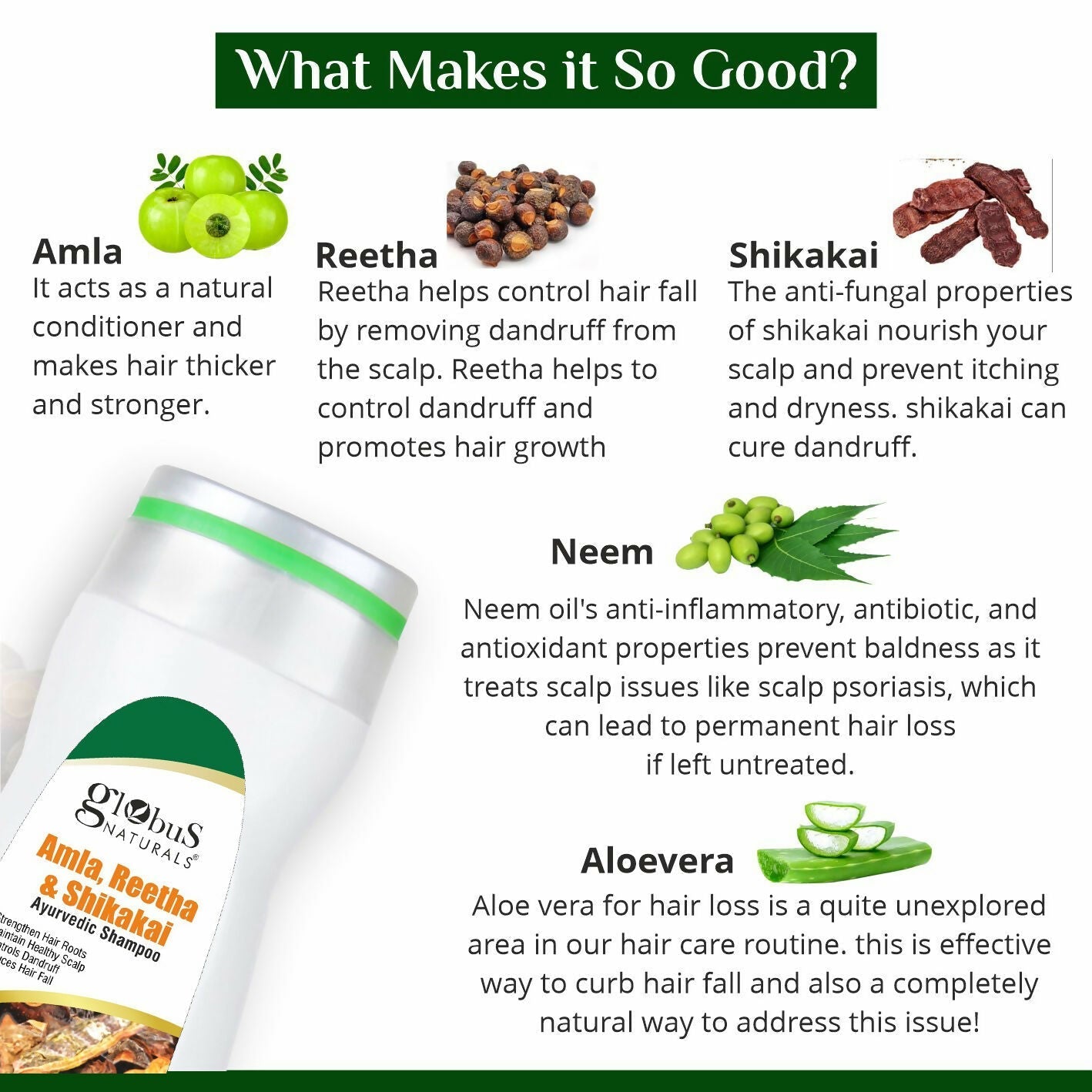 Globus Naturals Amla Reetha Shikakai Shampoo | Swadesiicart