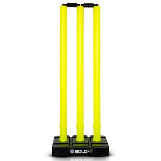 Boldfit Cricket Stumps with Stand & Bails - Fluorescent Green 