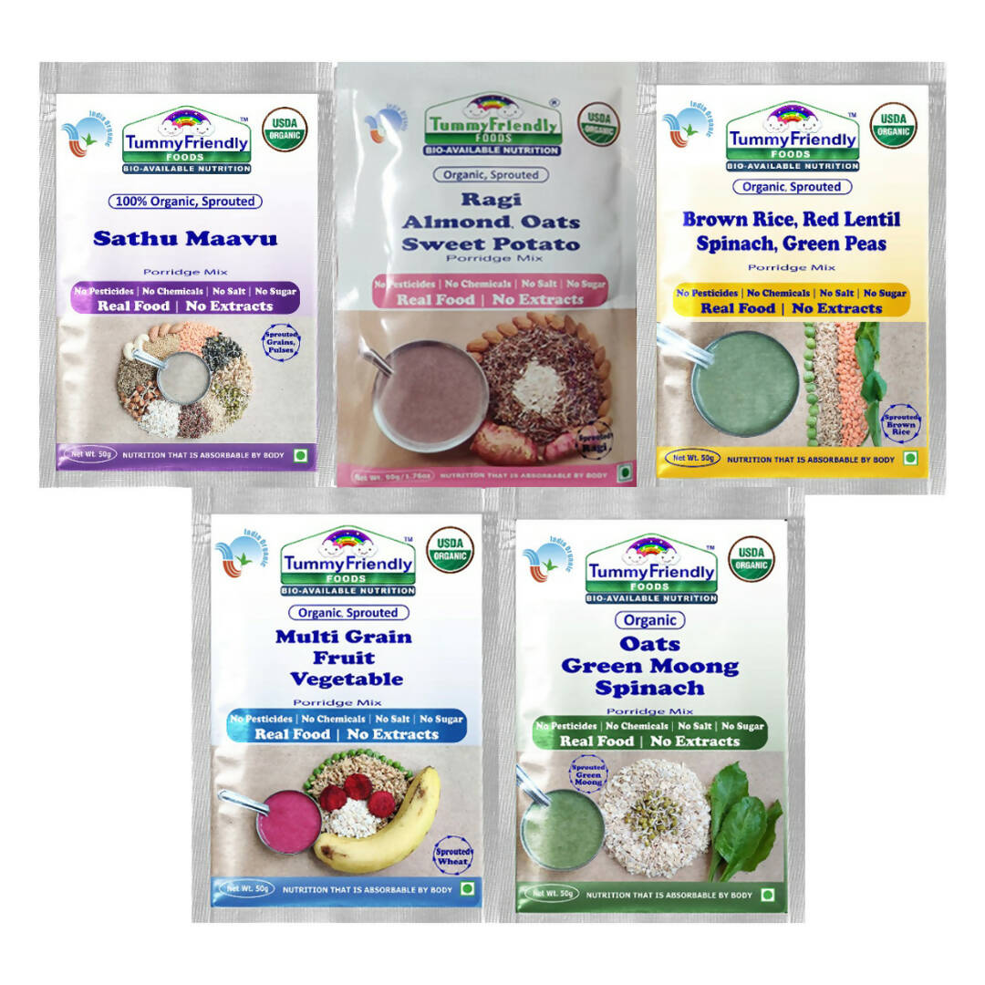TummyFriendly Foods Organic Stage3 Sprouted Porridge Mixes Trial Packs Combo - Grab2buy
