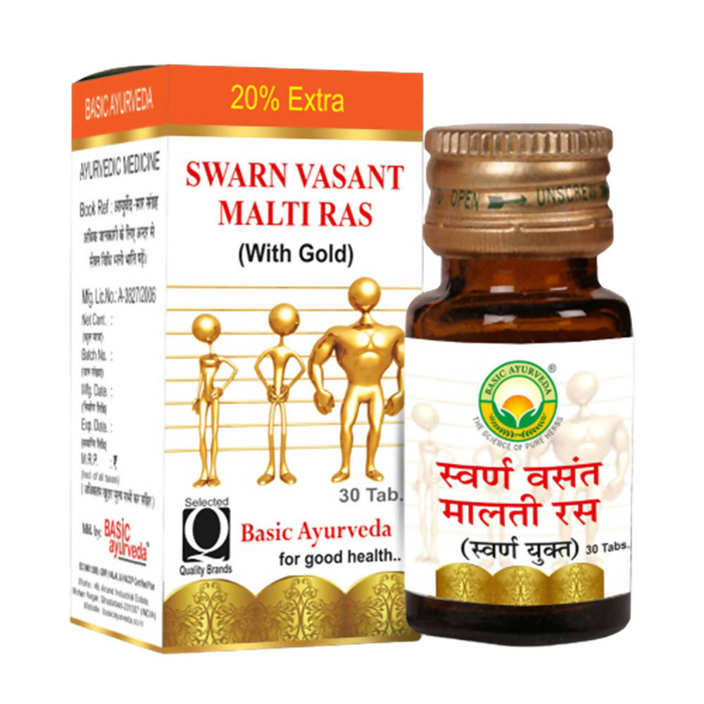 Basic Ayurveda Swarn Vasant Malti Ras (With Gold) Tablets 