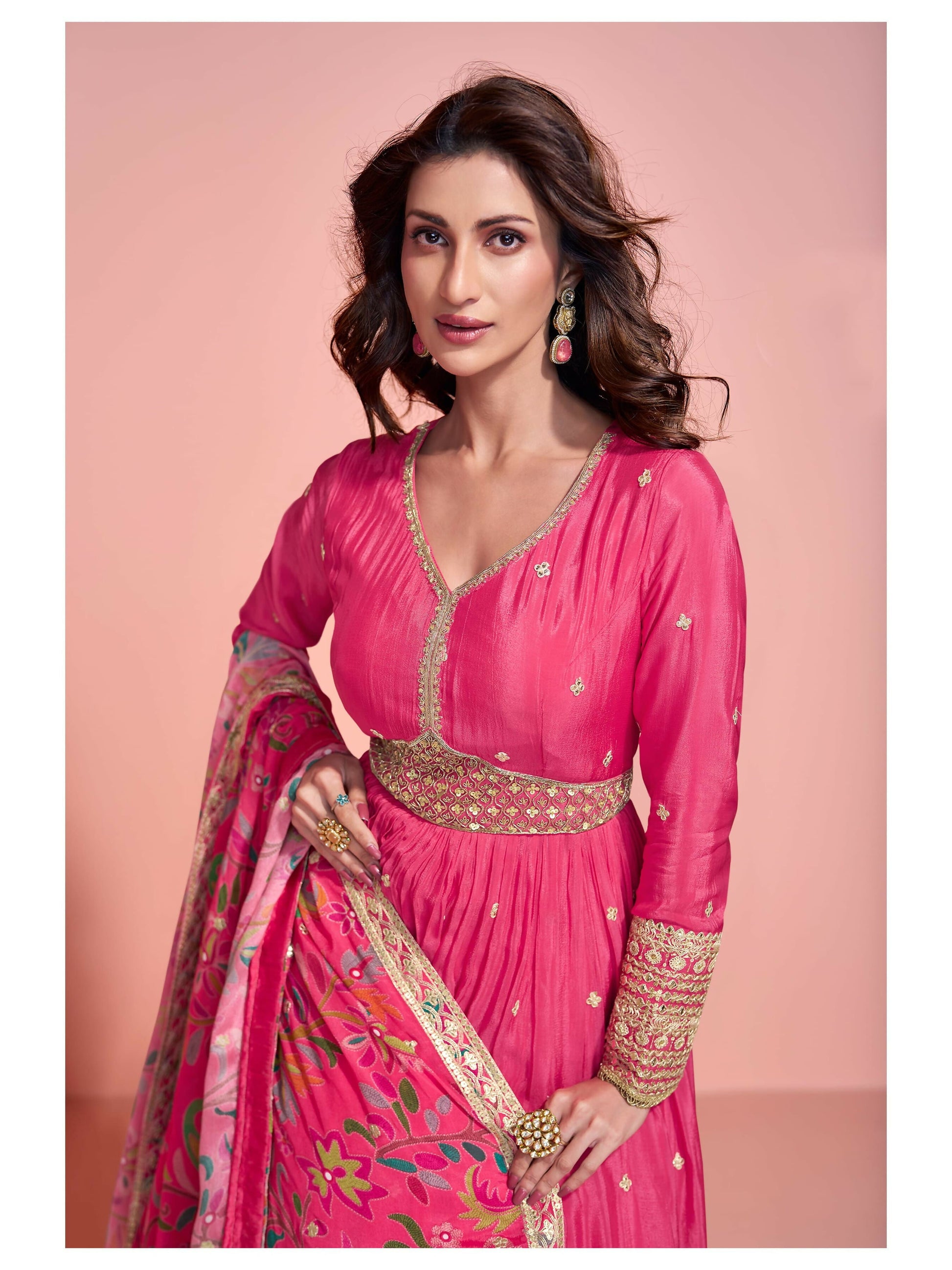 Anaita Yellow Embroidered Silk Anarkali Suits