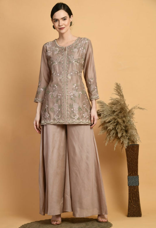 Joban Fashion Coffee Chanderi Kurta Set