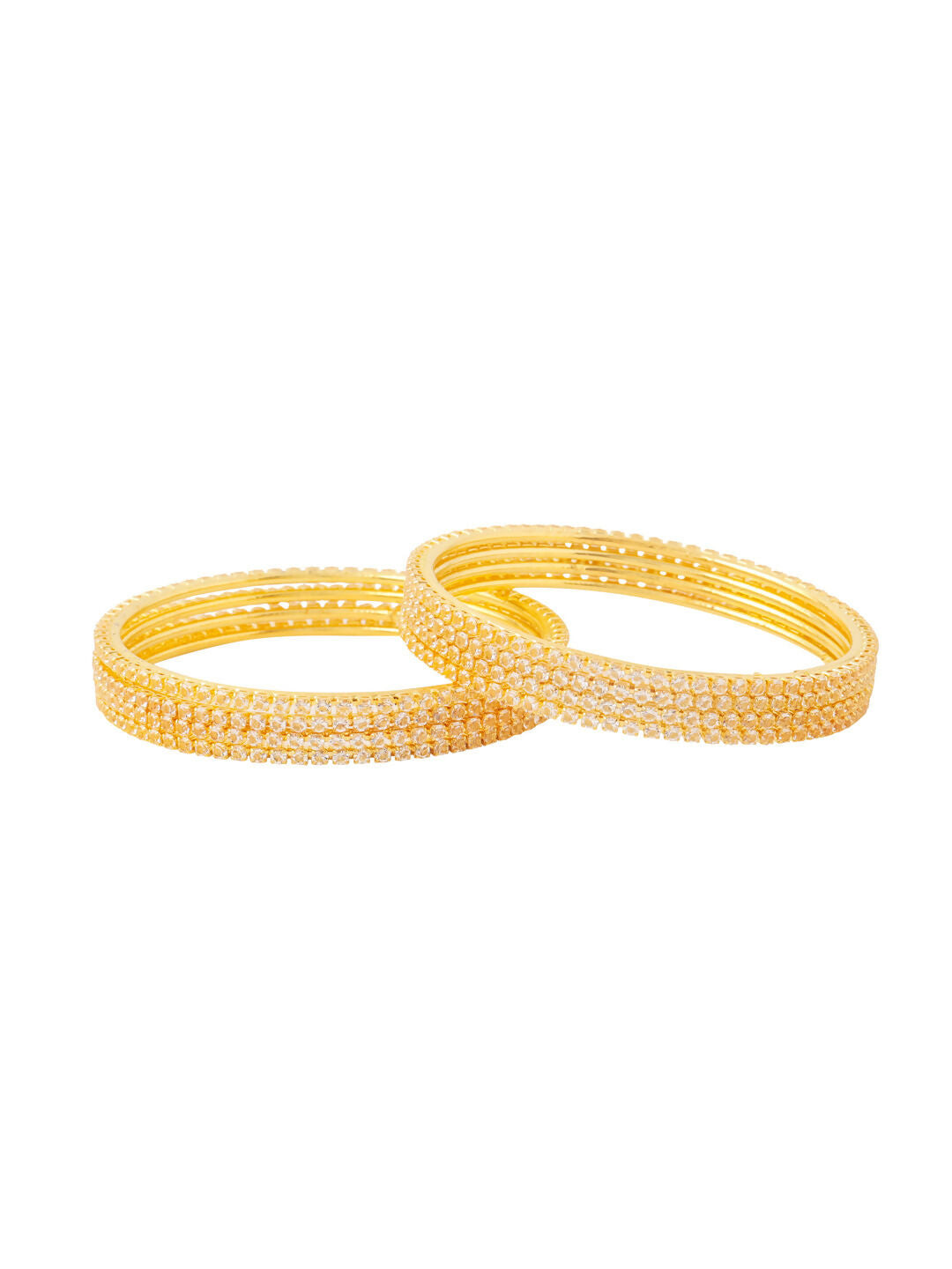 NVR Women Set of 8 American Diamond Gold-Polished Bangles 