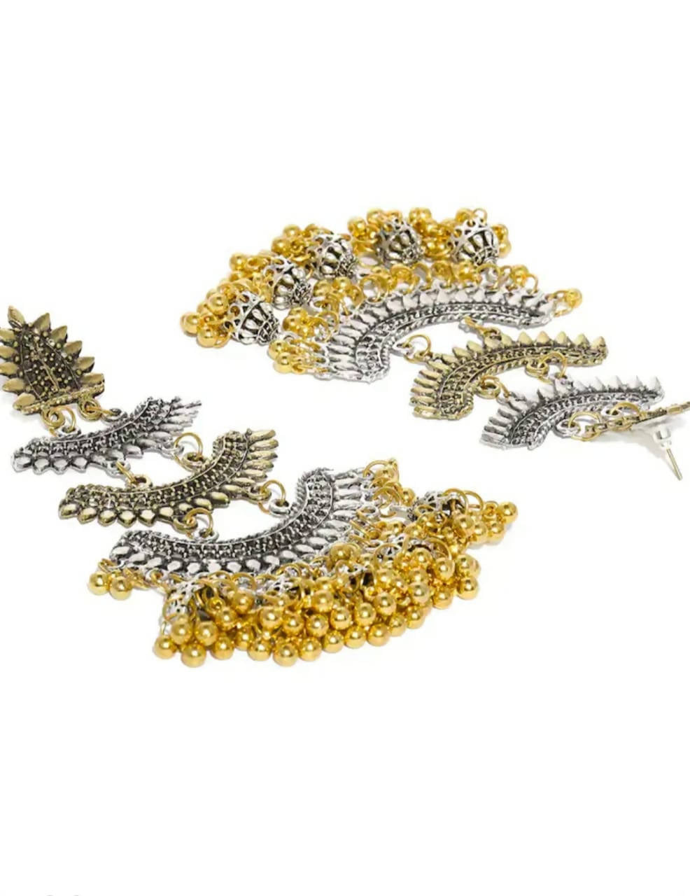 Mominos Fashion Beautiful Silver & Gold Earrings with Jhumkas Design 