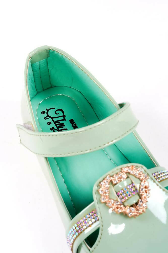 Tiny Bugs Girls Party Wear Velcro Ballerinas - Green  Grab2Buy Tiny Bugs Grab2Buy