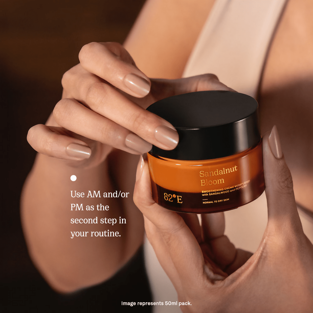 82°E By Deepika Padukone Sandalnut Bloom Smoothening crème moisturiser with sandalwood and peptides Genie India