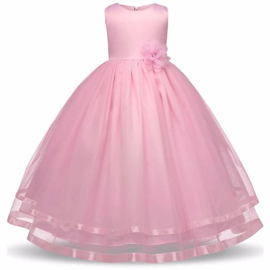 Asmaani Baby Girl's Pink Color Satin A-Line Maxi Full Length Dress (AS-DRESS_22063) - Grab2buy