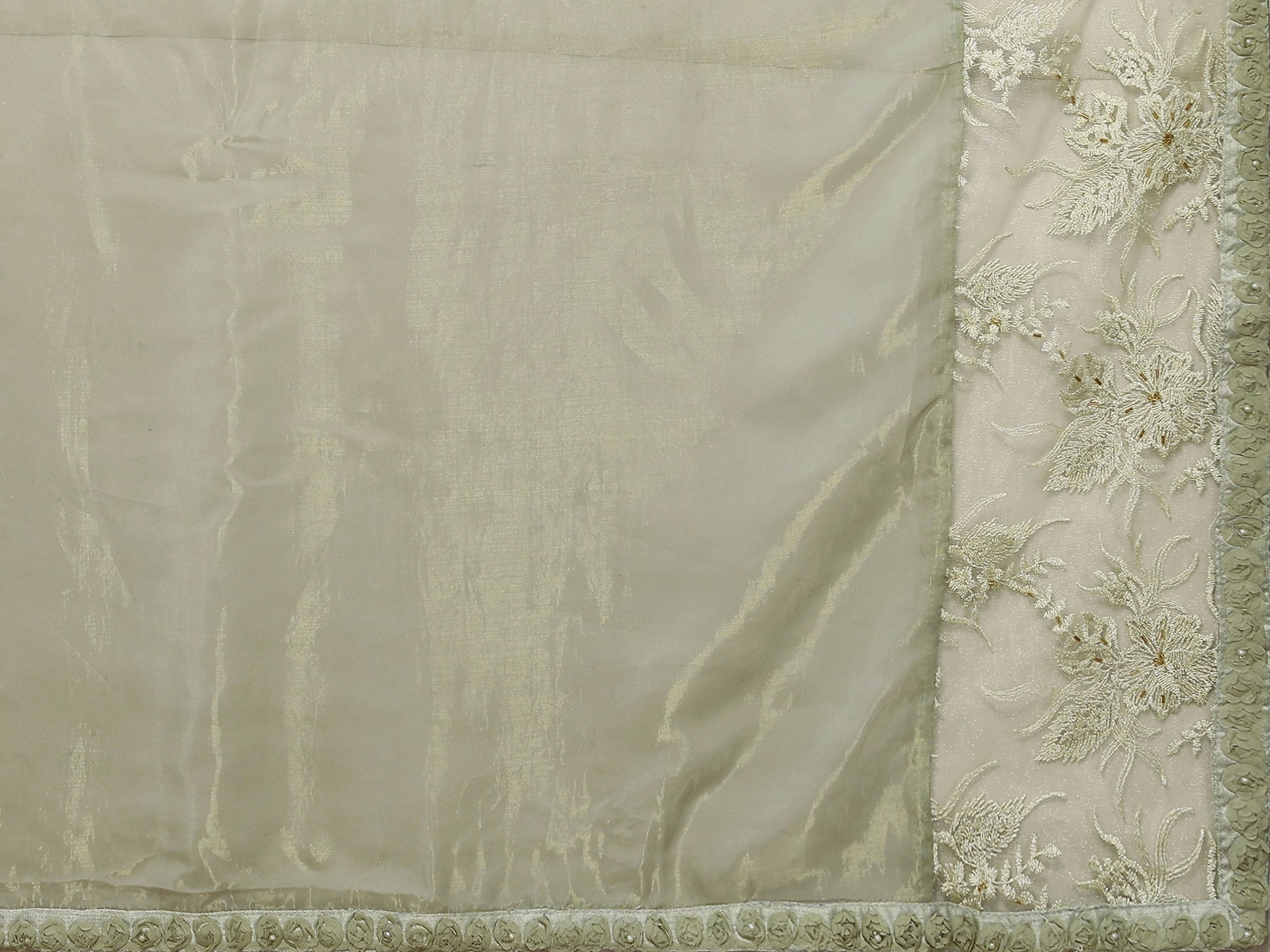 Green Glass Tissue,Net Embroidered Saree With Stitched Blouse - Nimaya Kaksha