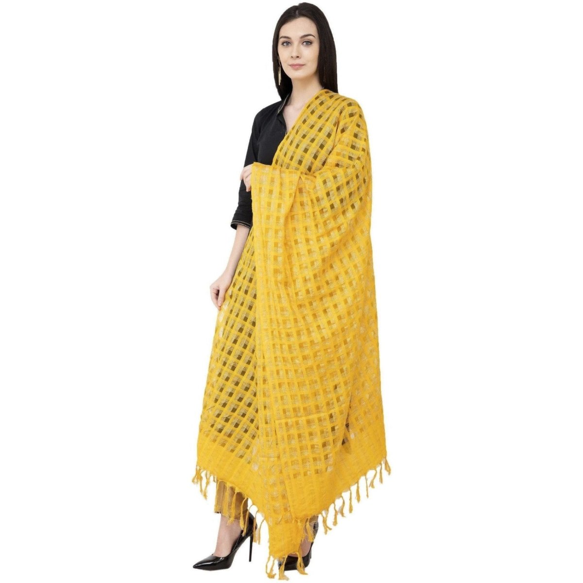 A R Silk Golden Box Regular Dupatta Yellow Color Dupatta or Chunni 