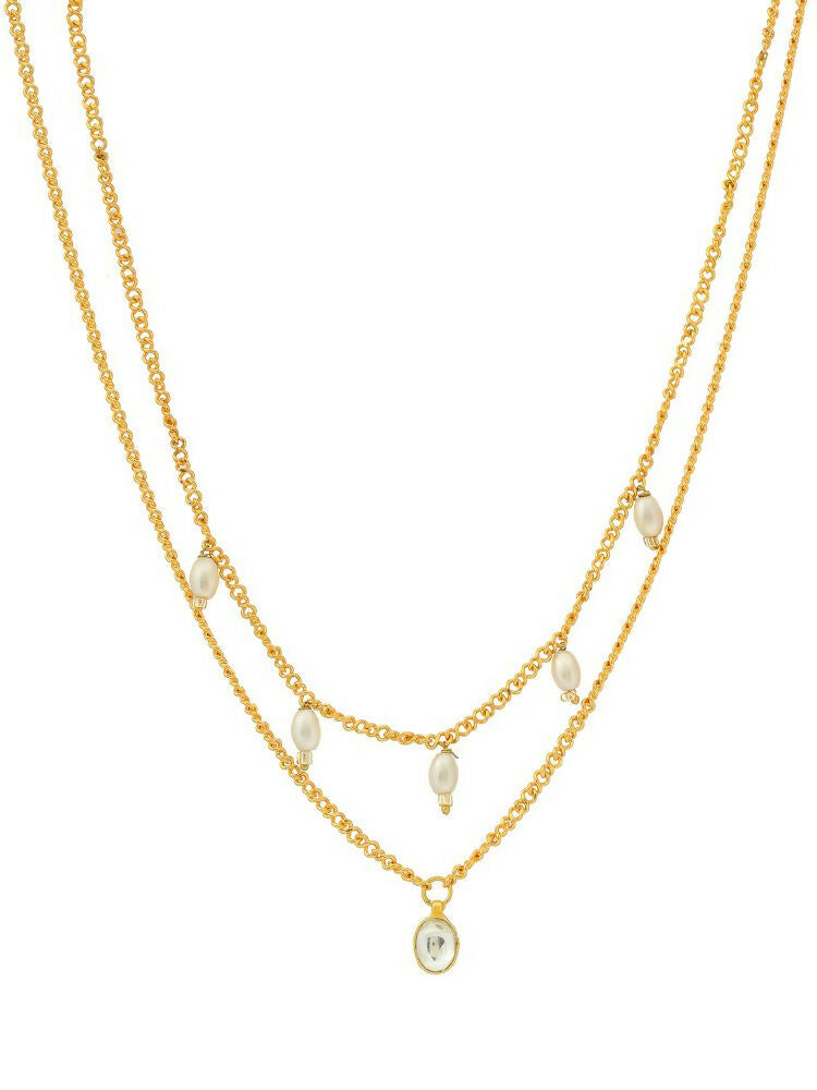 White and Gold, Handcrafted Kundan Necklace - Ruby Raang  Grab2Buy Ruby Raang Grab2Buy
