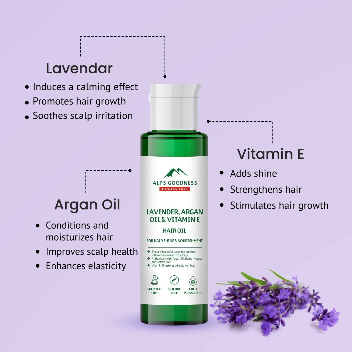 Alps Goodness Lavender, Argan Oil & Vitamin E Hair Oil 