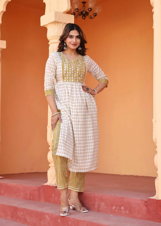 Alvano Printed 3Pcs Kurti Set for Women's and Girls Rayon