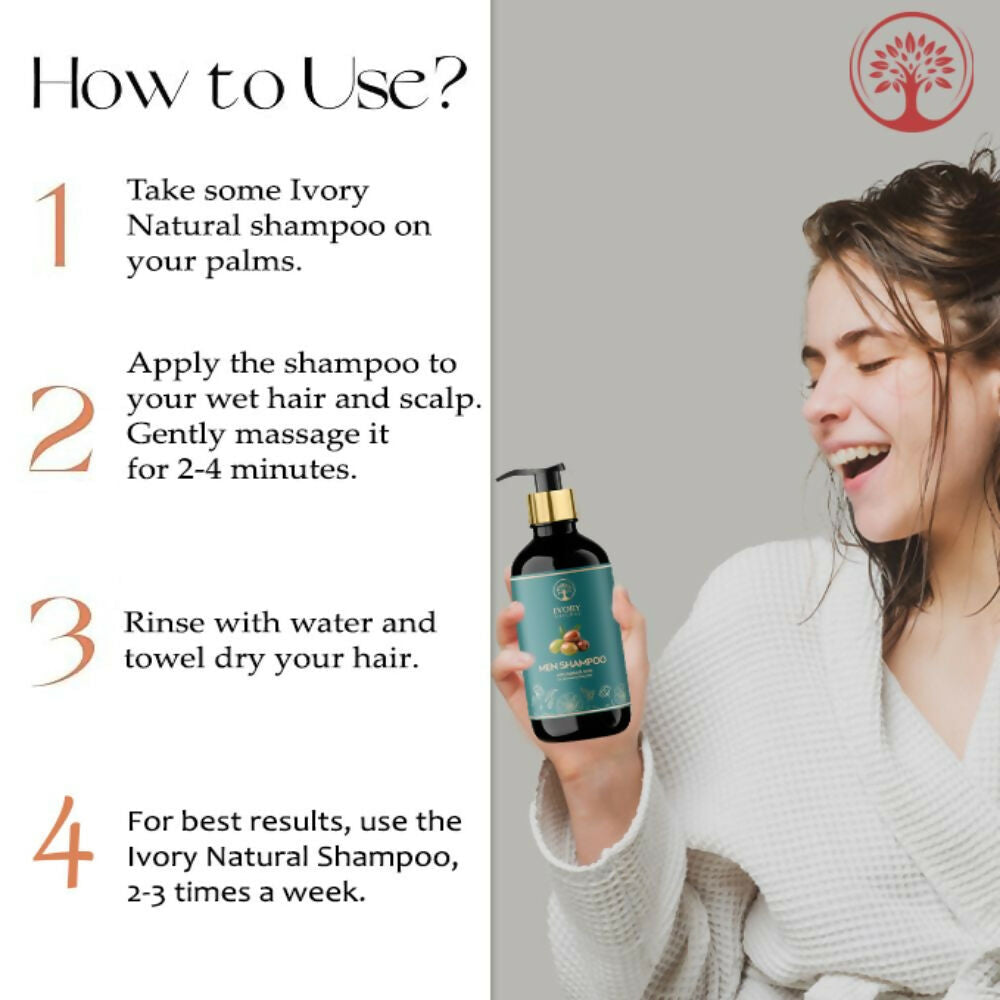 Ivory Natural Men Shampoo For Deep Cleansing, Scalp Wellness, Hair Shine & Dandruff Control | Swadesiicart