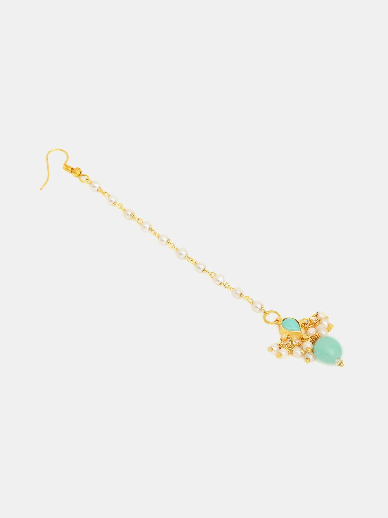 Ruby Raang Traditional Green Drop Maang Tikka And Earrings
