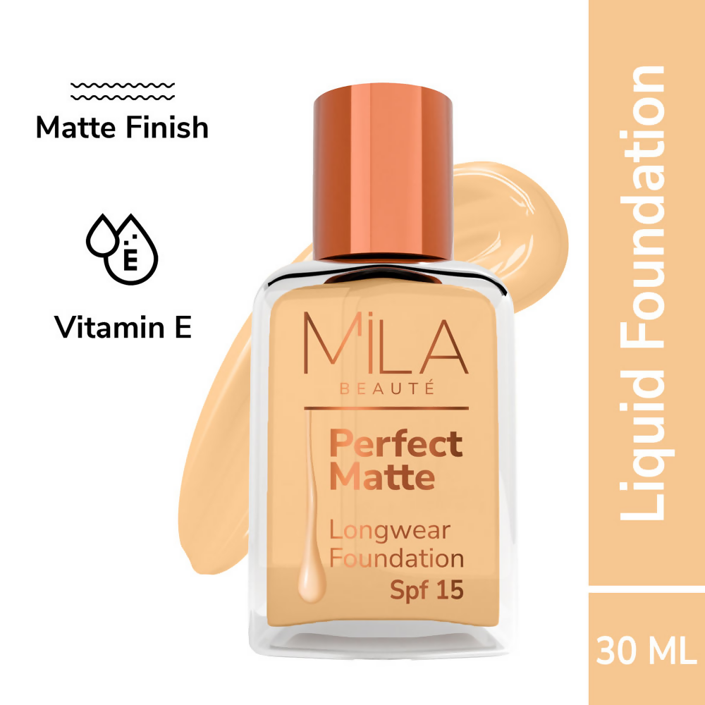 Mila Beaute Perfect Matte Longwear Foundation with SPF 15 & Oil Control Formula - Blush 