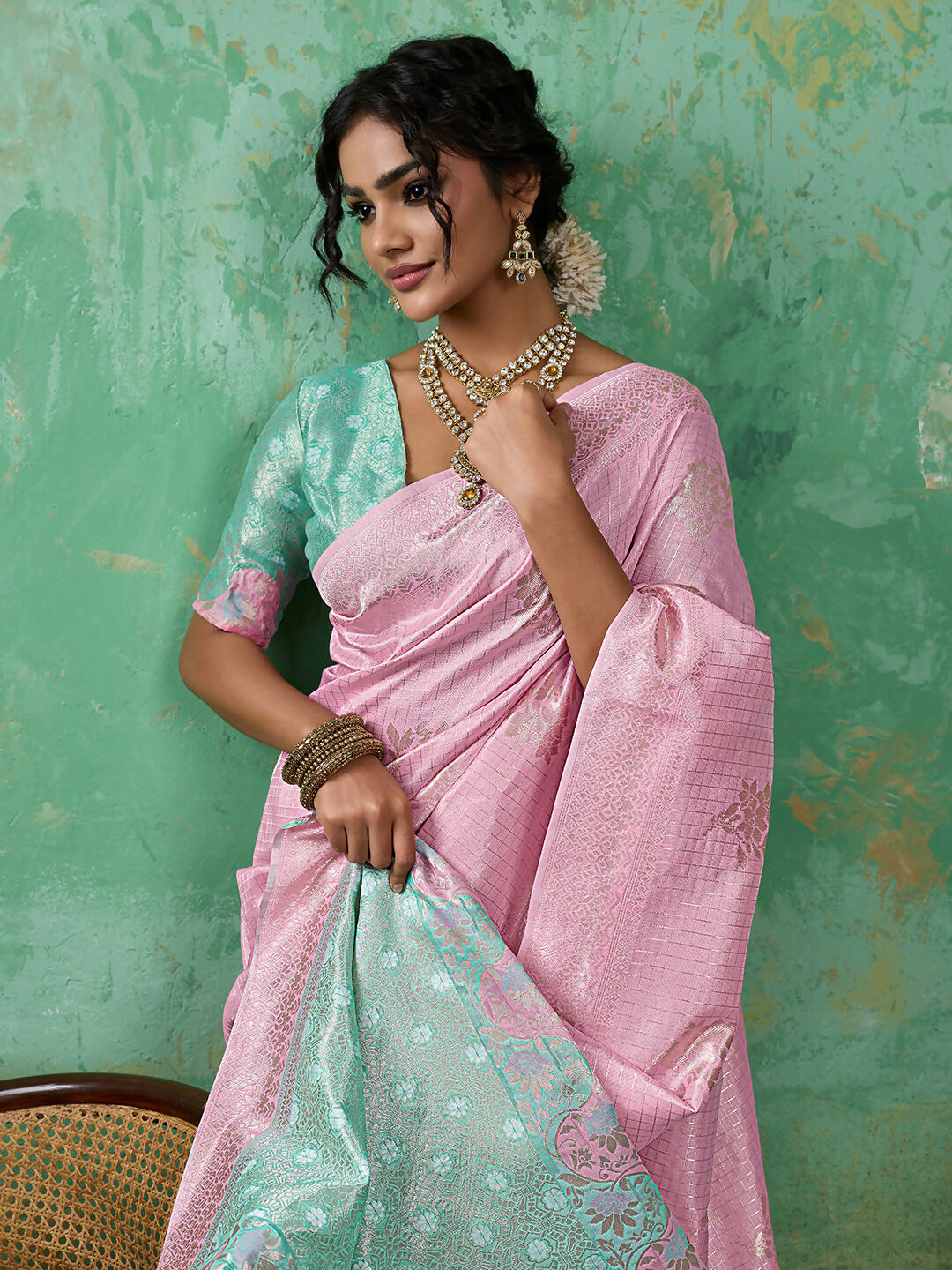 Shree Shyam Fashion Pink Linen Cotton Saree