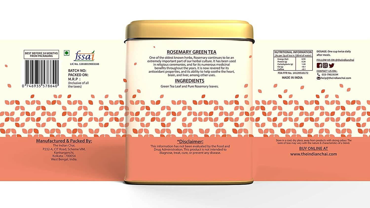 The Indian Chai - Rosemary Green Tea 