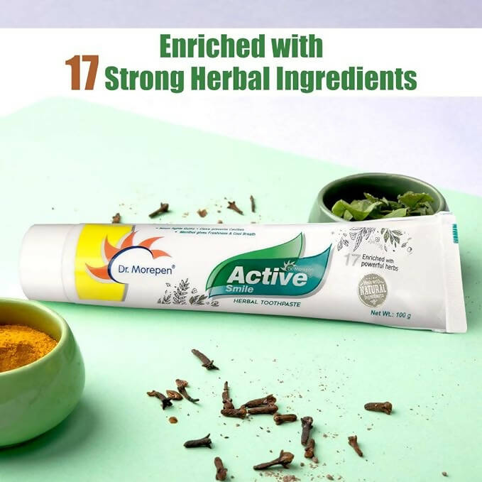 Dr. Morepen Active Smile Herbal Toothpaste with Neem, Clove & Menthol 