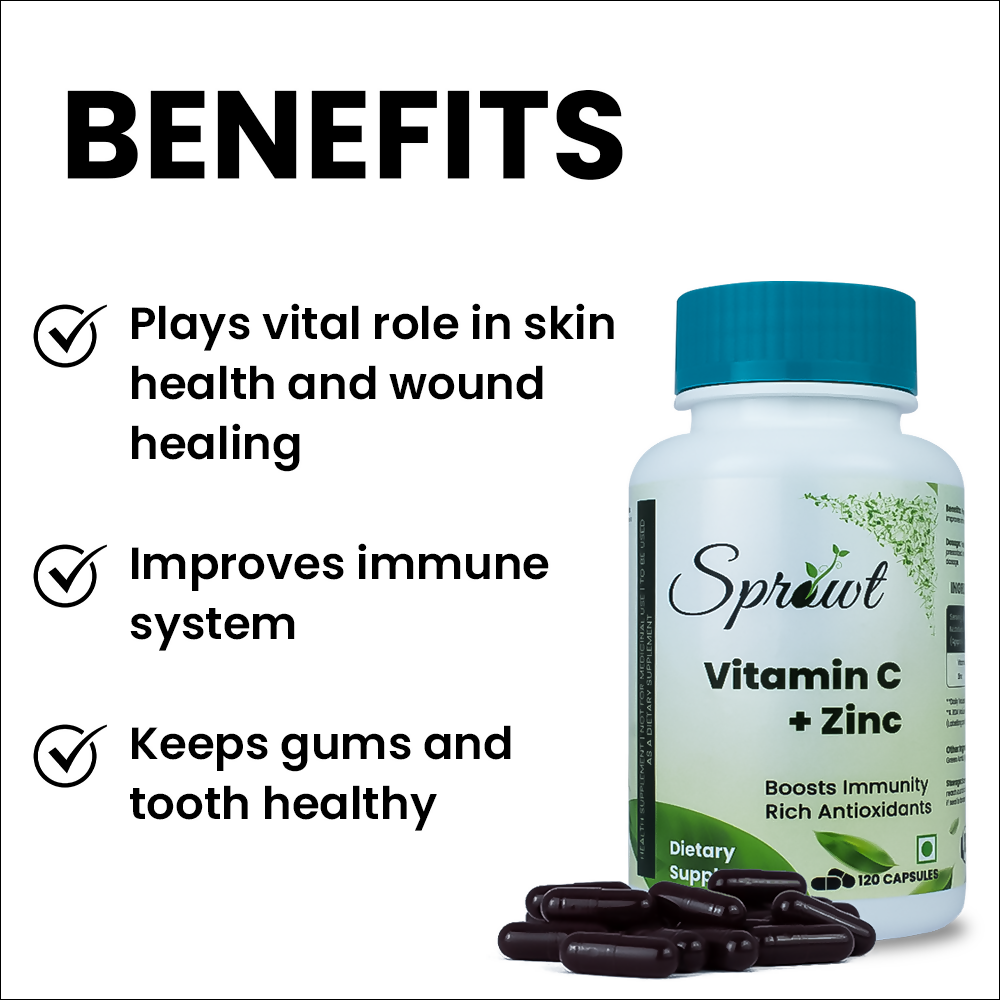 Sprowt Plant Based Vitamin C + Zinc Capsules - Grab2buy