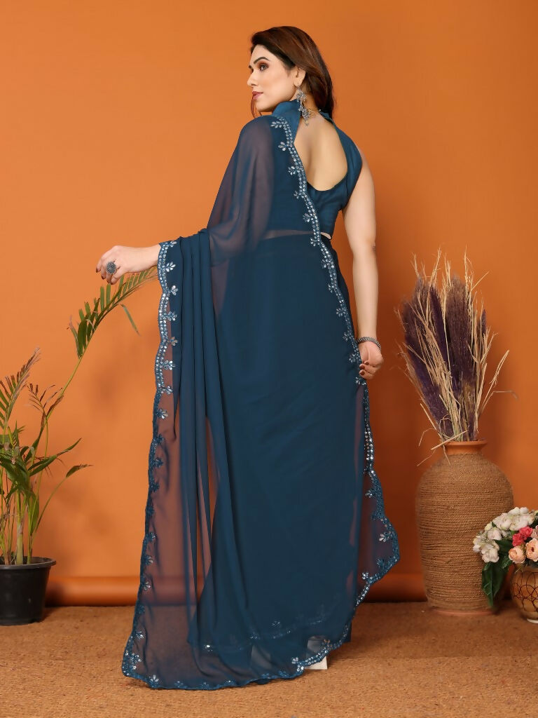 Partywear Designer Rama Georgette Fancy Saree - Starwalk