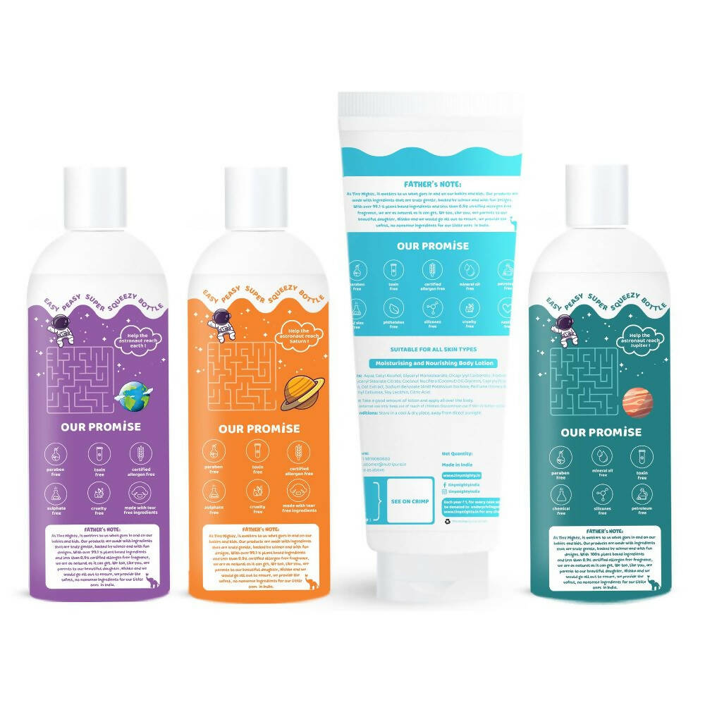 Tiny Mighty Plant Based And Natural Kids Shampoo, Body Lotion, Body Wash & Hair Oil Combo  Grab2Buy Tiny Mighty Grab2Buy