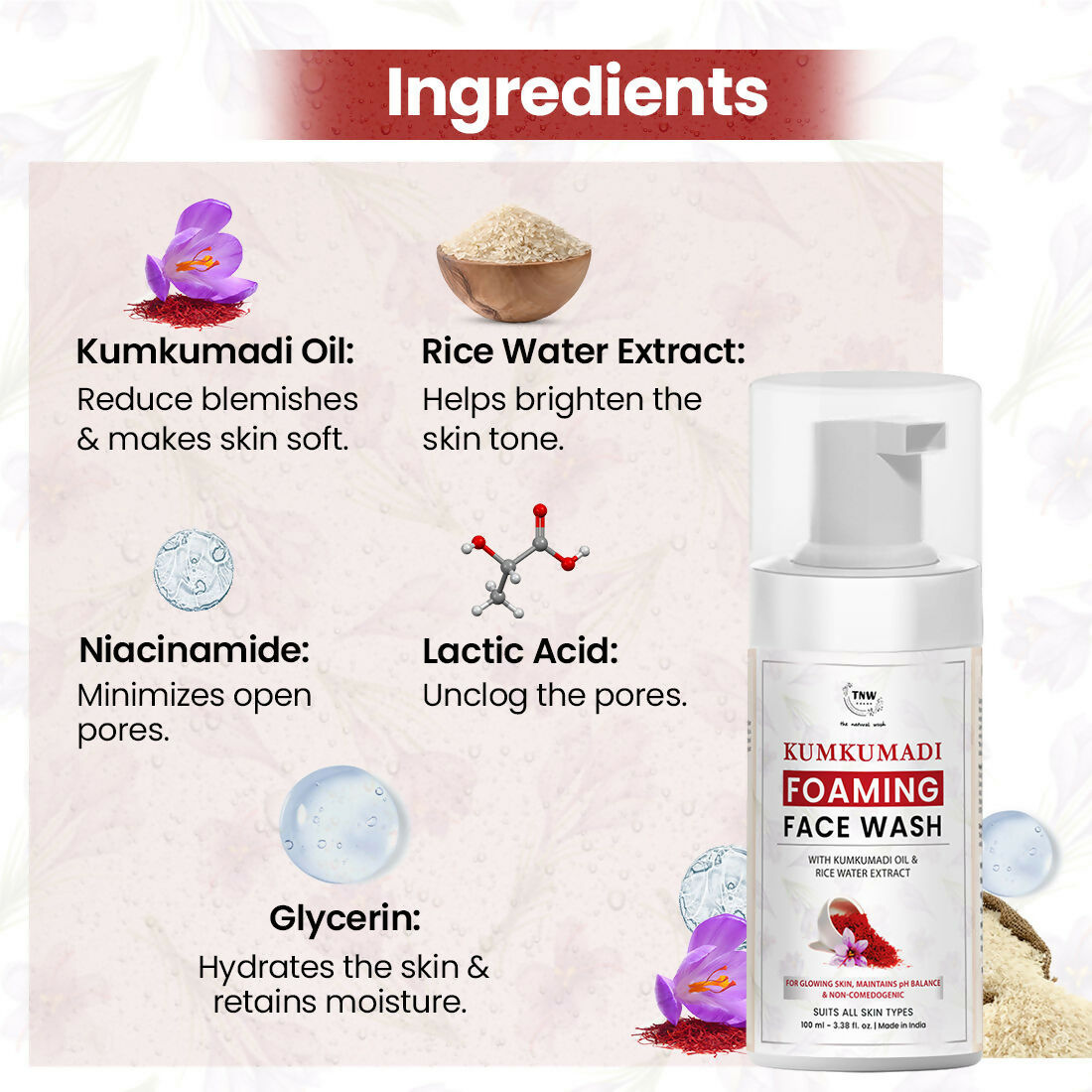 The Natural Wash Oil-Controlling Kumkumadi Foaming Face Wash  Grab2Buy The Natural Wash Grab2Buy