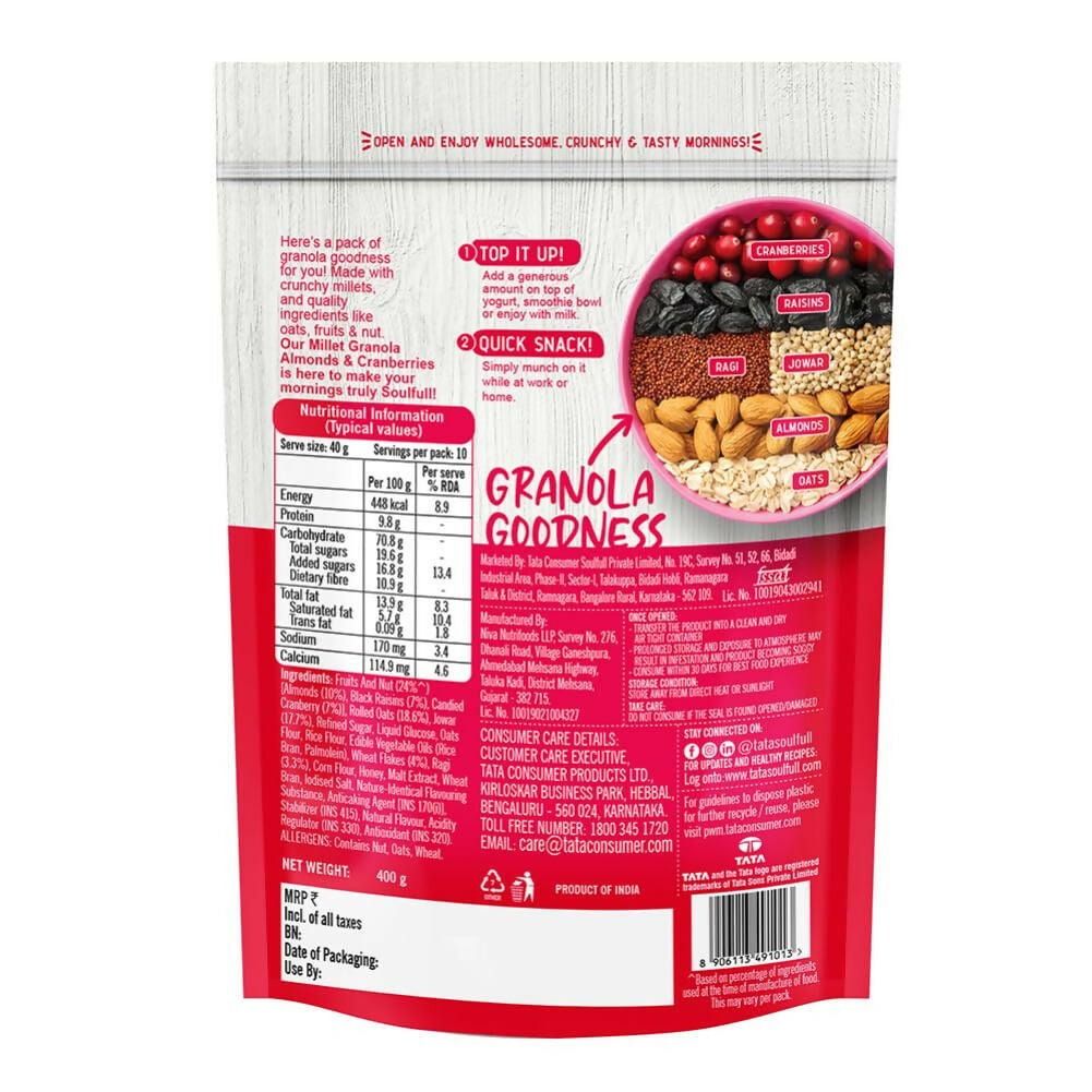 Tata Soulfull Millet Granola (Almonds & Cranberries) - Grab2buy