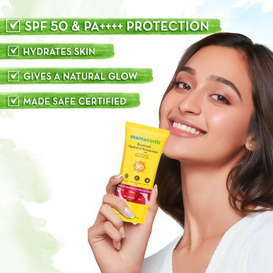 Mamaearth Beetroot Hydraful Sunscreen SPF 50 & PA++++ 