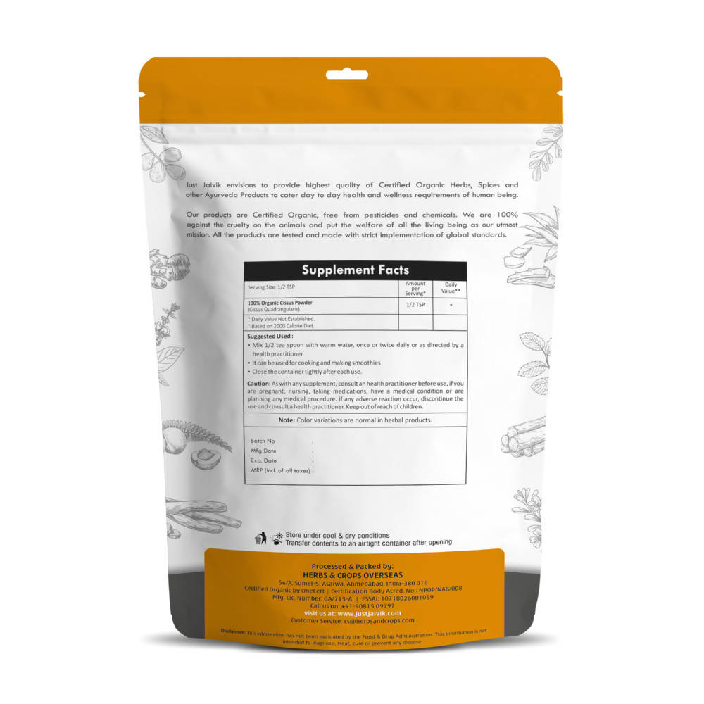 Just Jaivik Organic Cissus Powder – Ayurvedic Joint & Bone Support Herb 