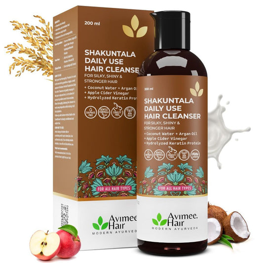 Avimee Herbal Shakuntala Hair Cleanser/Shampoo For Silky & Shiny Hair With Aloe Vera, Apple Cider Vinegar, Rice Protein & Keratin Protein