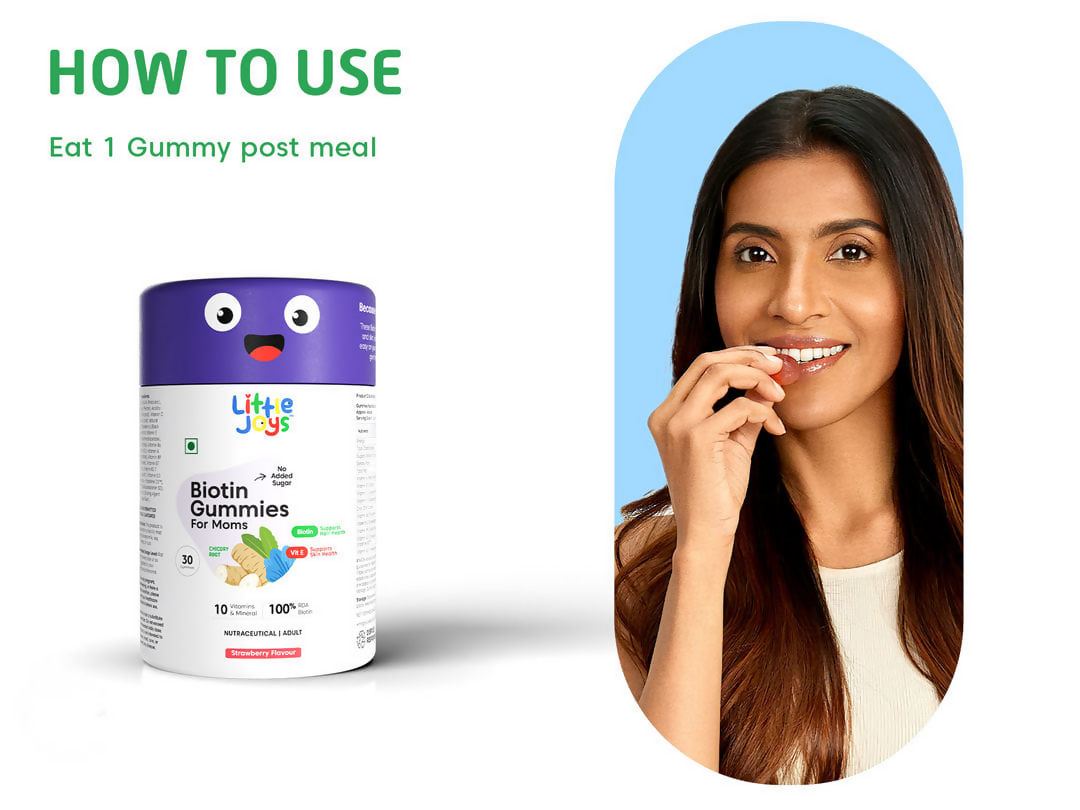 Little Joys Biotin Hair Gummies Strawberry Flavor For Moms 