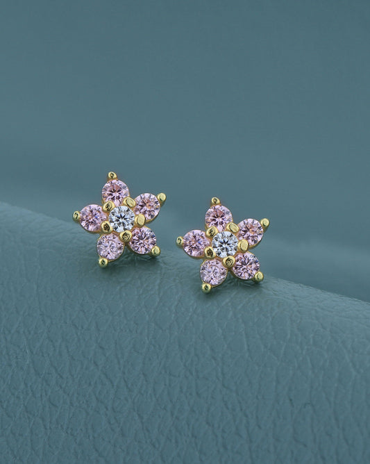 Premium Jewellery - Metallic & Pink Toned Cz Studded Silver - Plated Square Shaped Oxidised Drop Earrings - Wahe Jewels Noz2Toz
