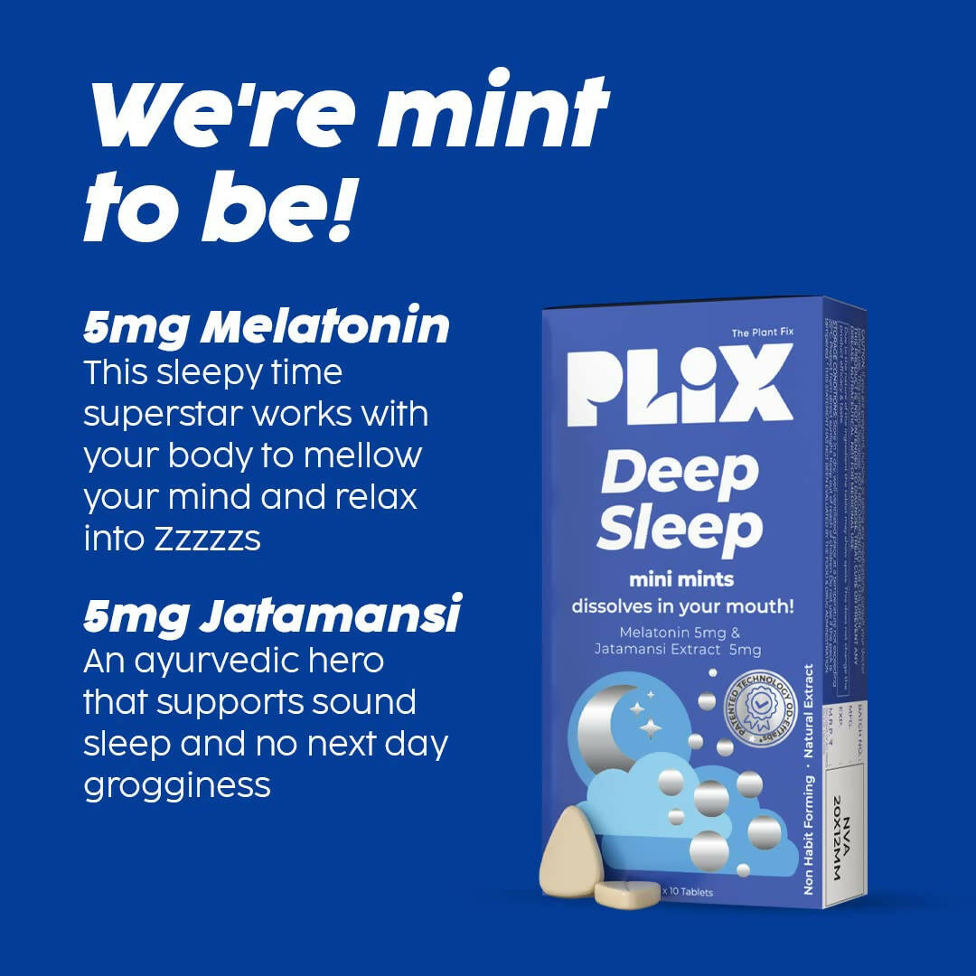 PLIX The Plant Fix Melatonin Deep Sleep Oral Dissolving Mini Mints Effervescent Tablets 