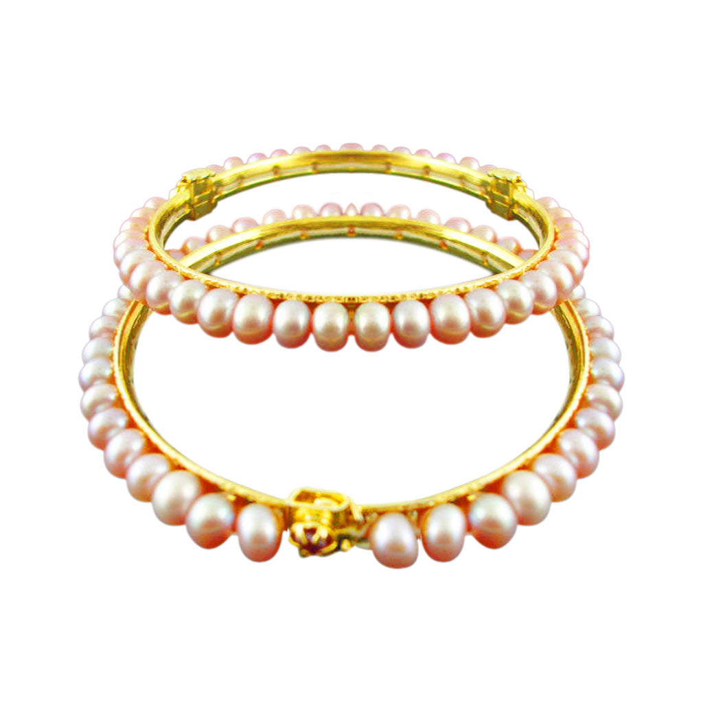 J Pearls Peach Pearl Bangles - Real Pearl Jewelry 
