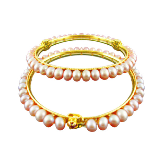 J Pearls Peach Pearl Bangles - Real Pearl Jewelry 