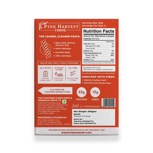 Pink Harvest Red Lentil Fusilli Pasta - Grab2buy