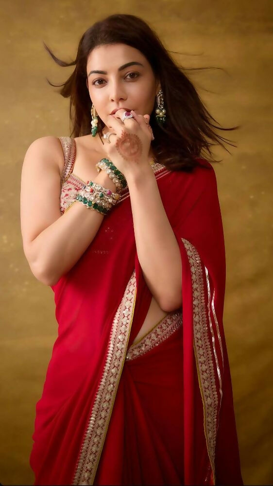Joban Fashion Red Fandy Satin Silk Party Wear Sarees