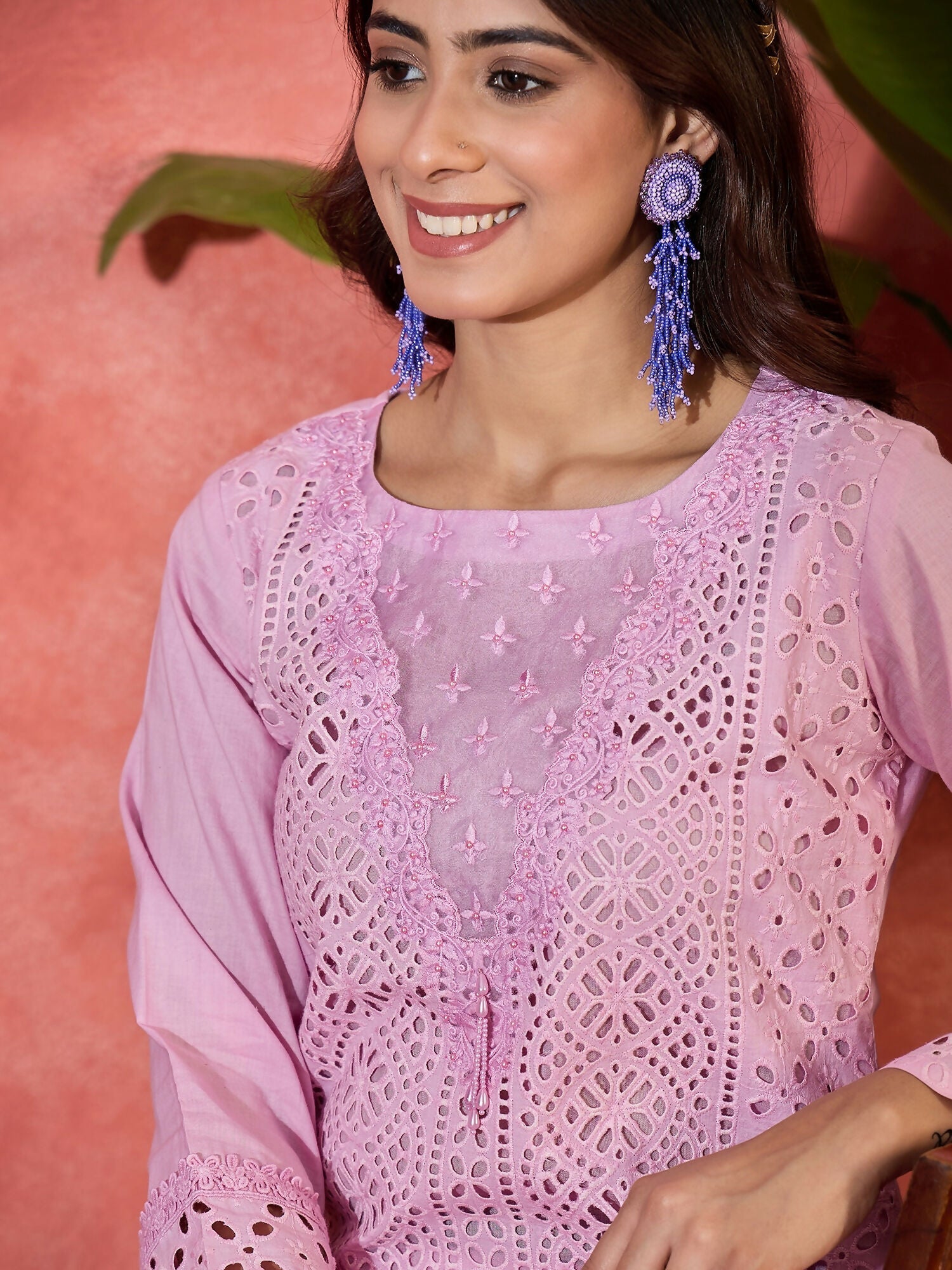 Joban Fashion Embroidery Pink Pure Cotton Cord Set