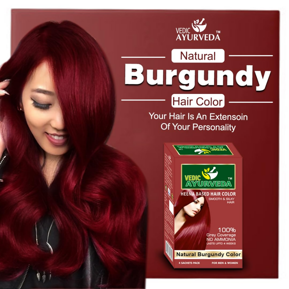 VedicAyurveda Natural Pure Henna Based Hair Color - Natural Burgundy  Grab2Buy VedicAyurveda Grab2Buy