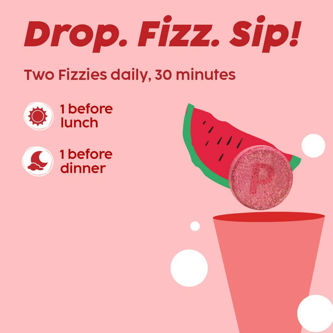 PLIX The Plant Fix Apple Cider Vinegar Effervescent Tablet with Mother - Juicy Watermelon 