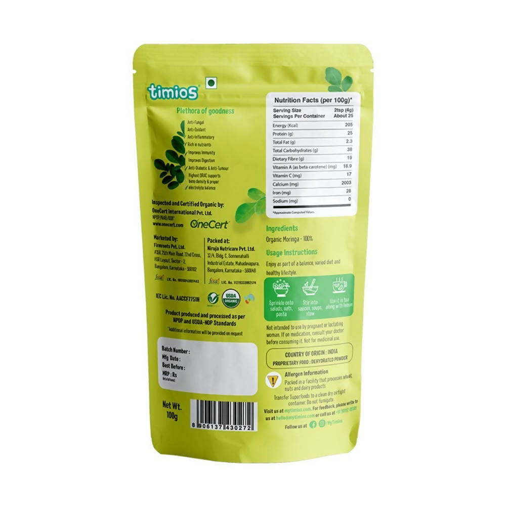 Timios Everyday Superfoods The Organic Moringa Powder 