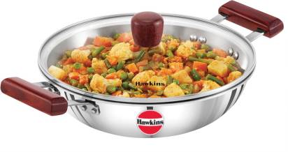 Hawkins TriPly Stainless Steel Kadhai with Glass Lid 26 cm Diameter 2.5 L (SSD25G) | Grab2Buy