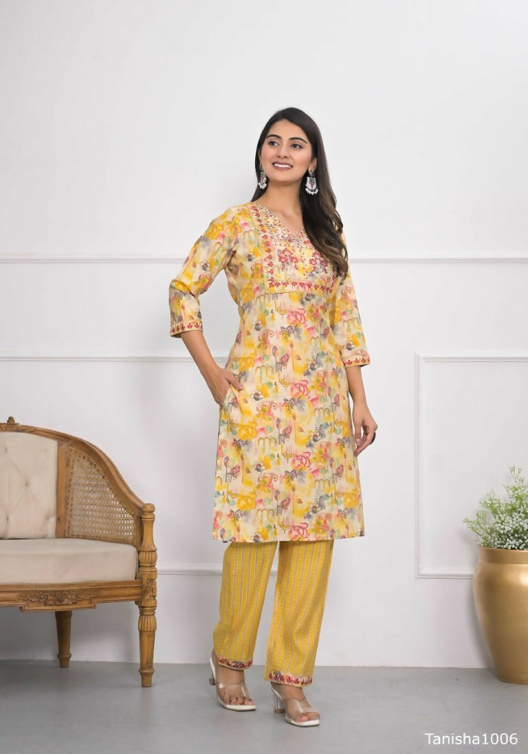 Festive Wear Ethnic Yellow chanderi Stitched Suit With Dupatta - Anbazaar | Grab2Buy