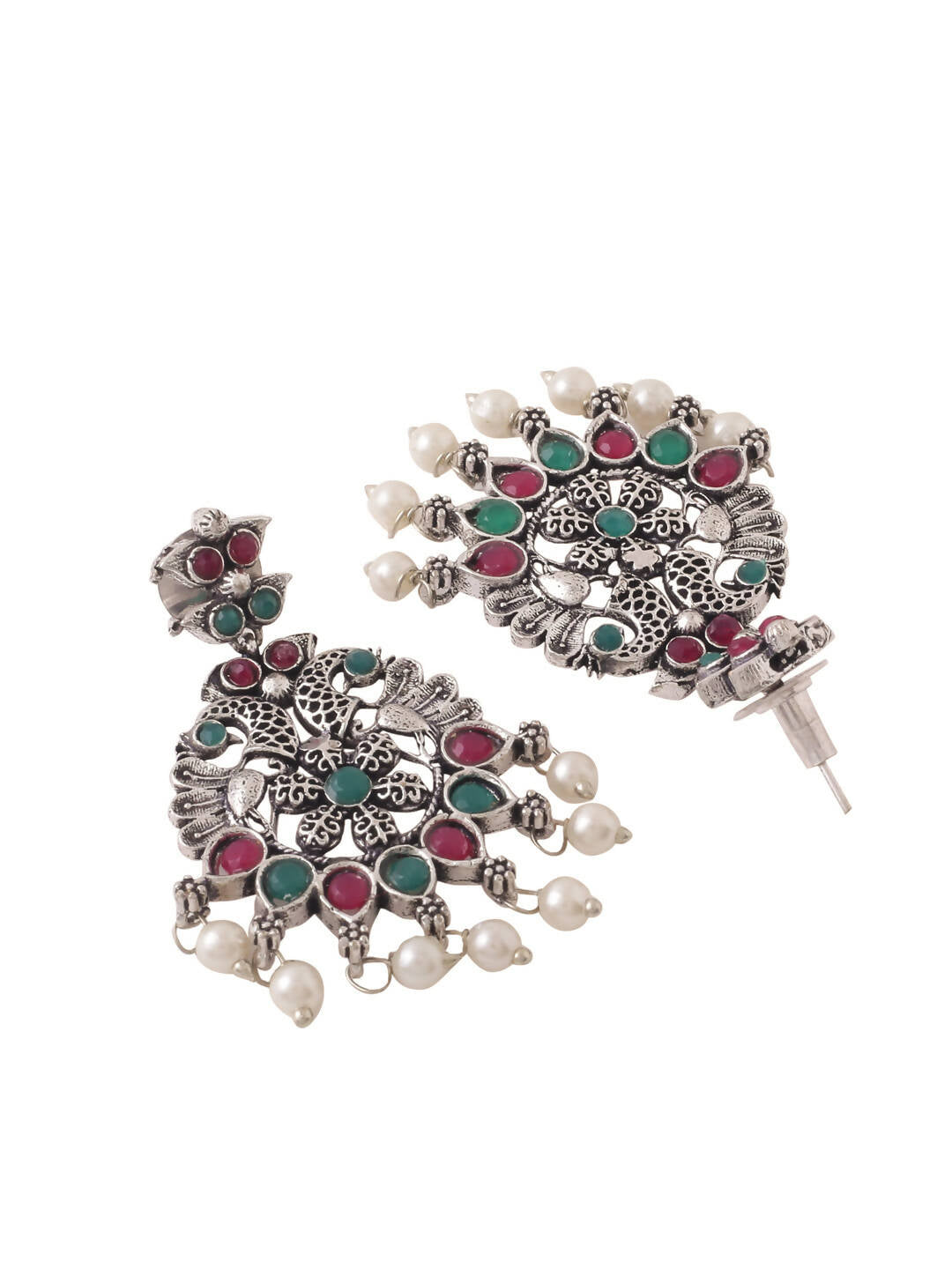 NVR Women Stone Studded Oxidised Silver Jewellery Set - Grab2buy