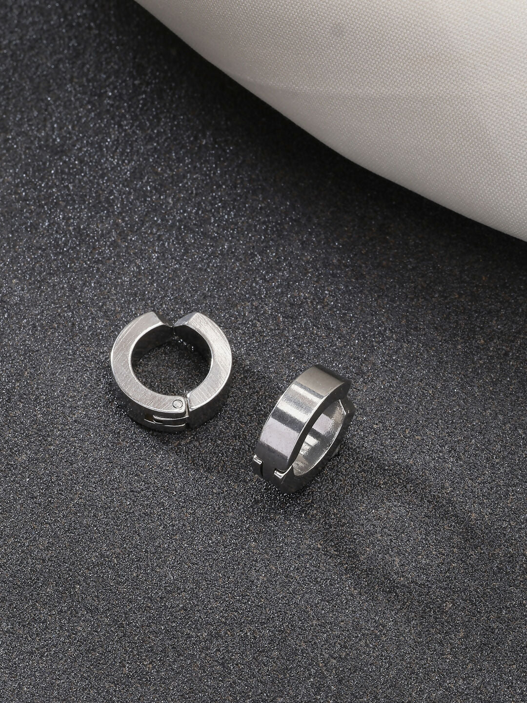 NVR Men's Set of 2 Multicolor Rhodium-Plated Stainless Steel Hoop Earrings - Grab2buy