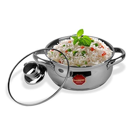 Stainless Steel Friendly Belly Shape Cook Bottom with Glass Lid | Grab2Buy
