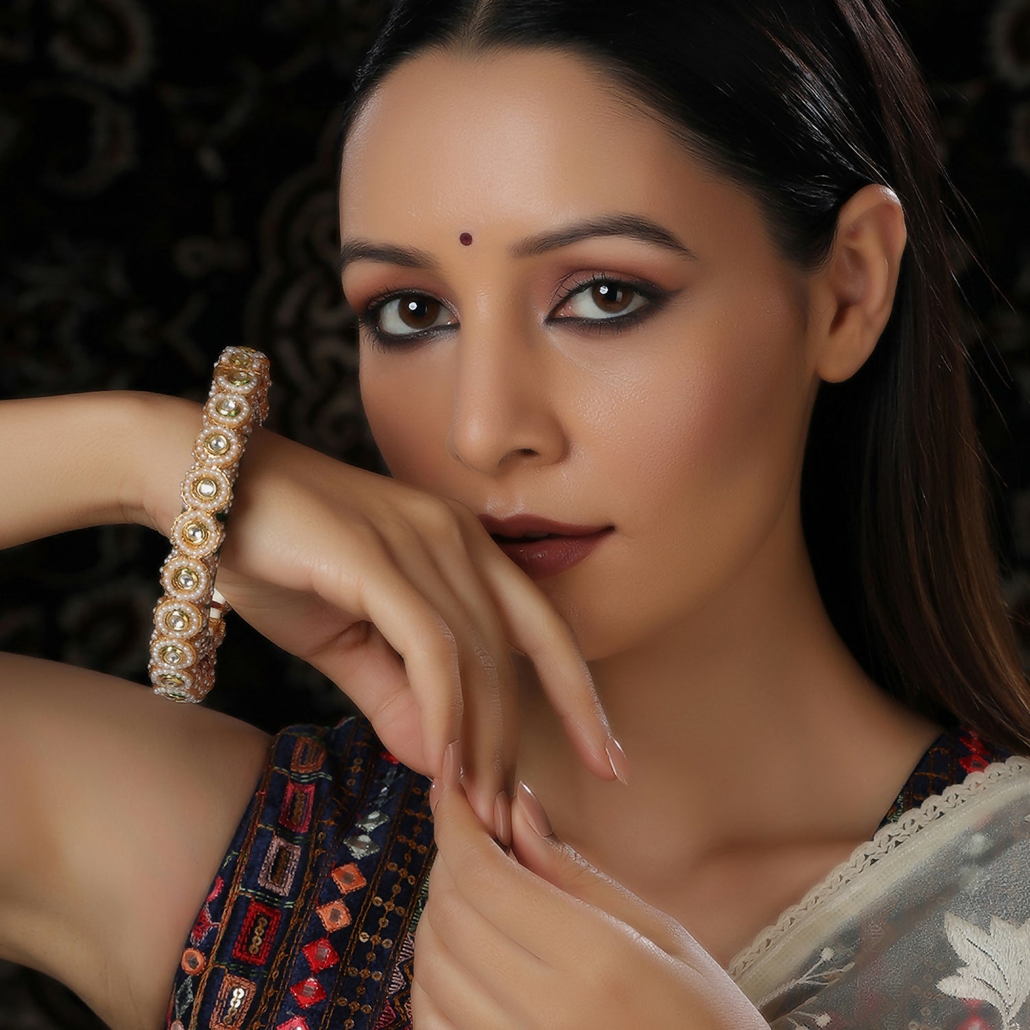 Meenakari and Jadau Bangle (Multi Color) - Ruby Raang | Grab2Buy