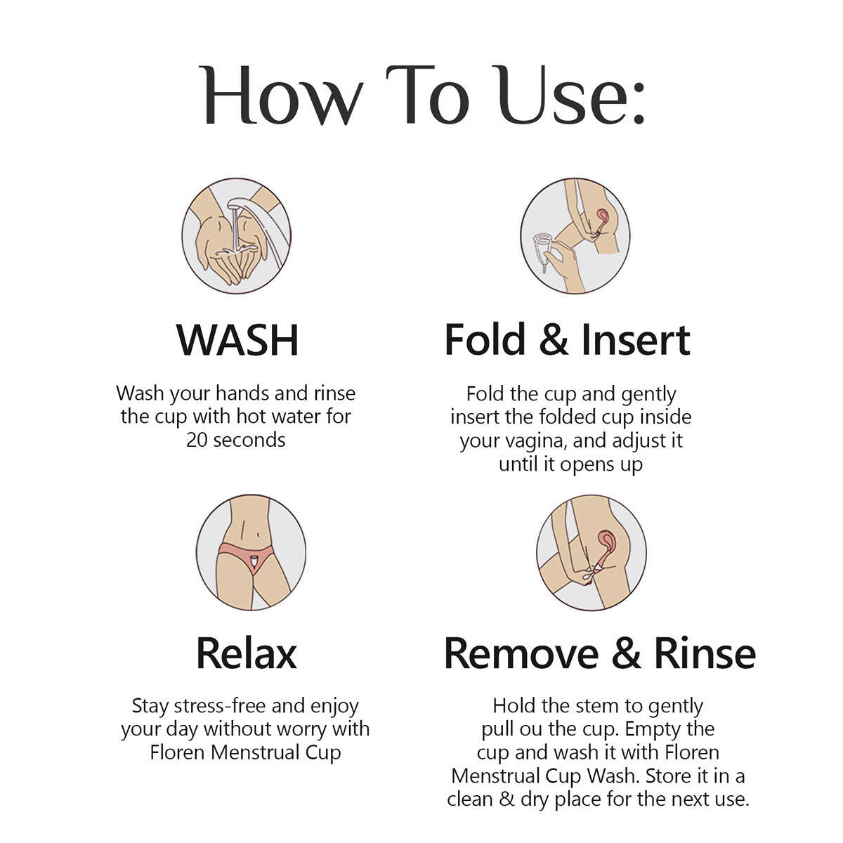 Floren Reusable Menstrual Cup with Intimate Oil for Women