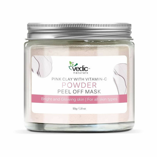 Vedic Naturals Pink Clay With Vitamin-C Powder Peel Off Mask  Grab2Buy Vedic Naturals Grab2Buy