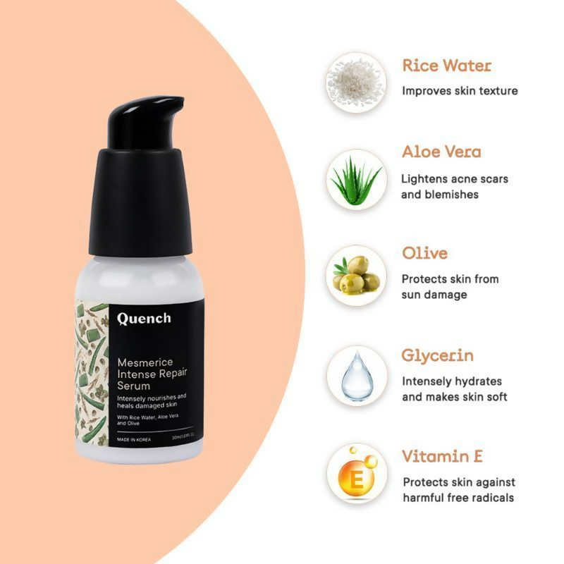 Quench Rice Water Intense Repair Serum With Niacinamide For Dewy & Even Skin Tone 